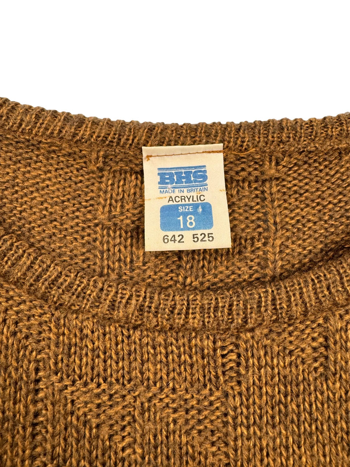 1970s Brown Acrylic Knitted Vest - L - Think Vintage