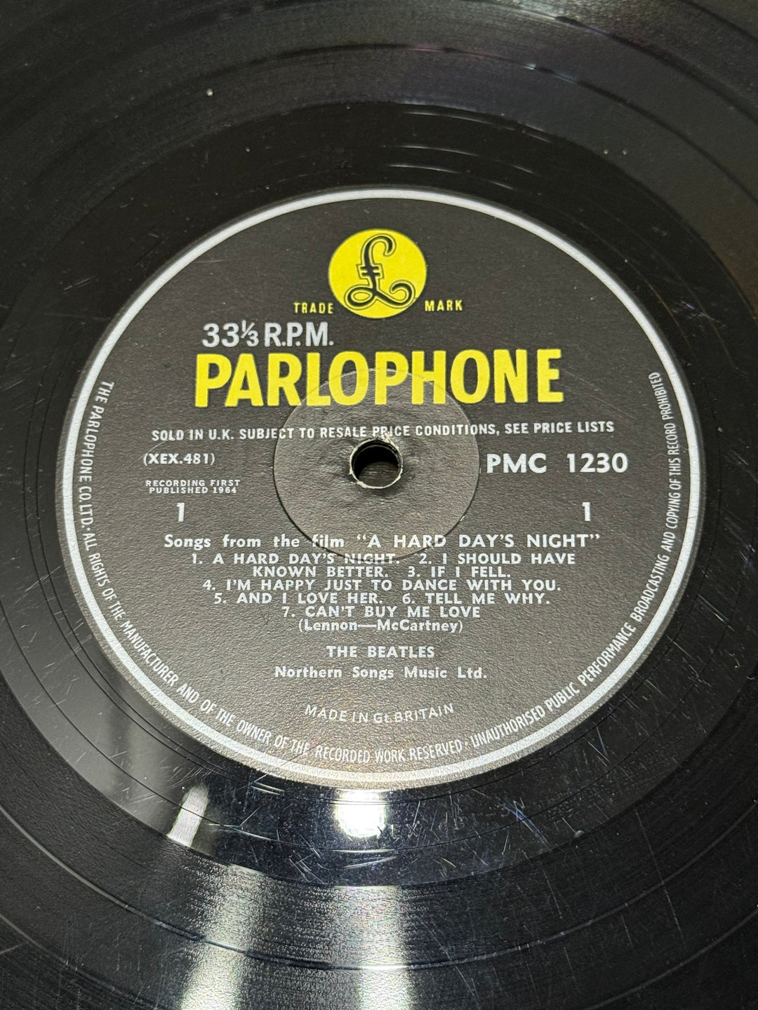 1964 Beatles A Hard Day's Night Parlophone Vinyl - 1st Press