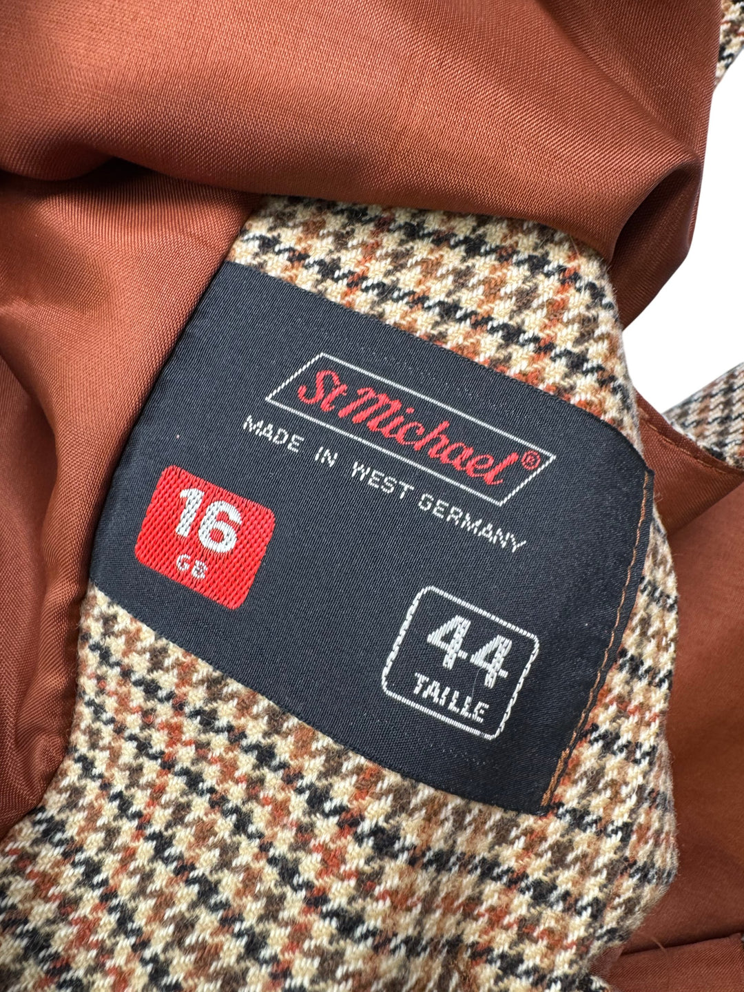St Michael Houndstooth Wool Jacket - M