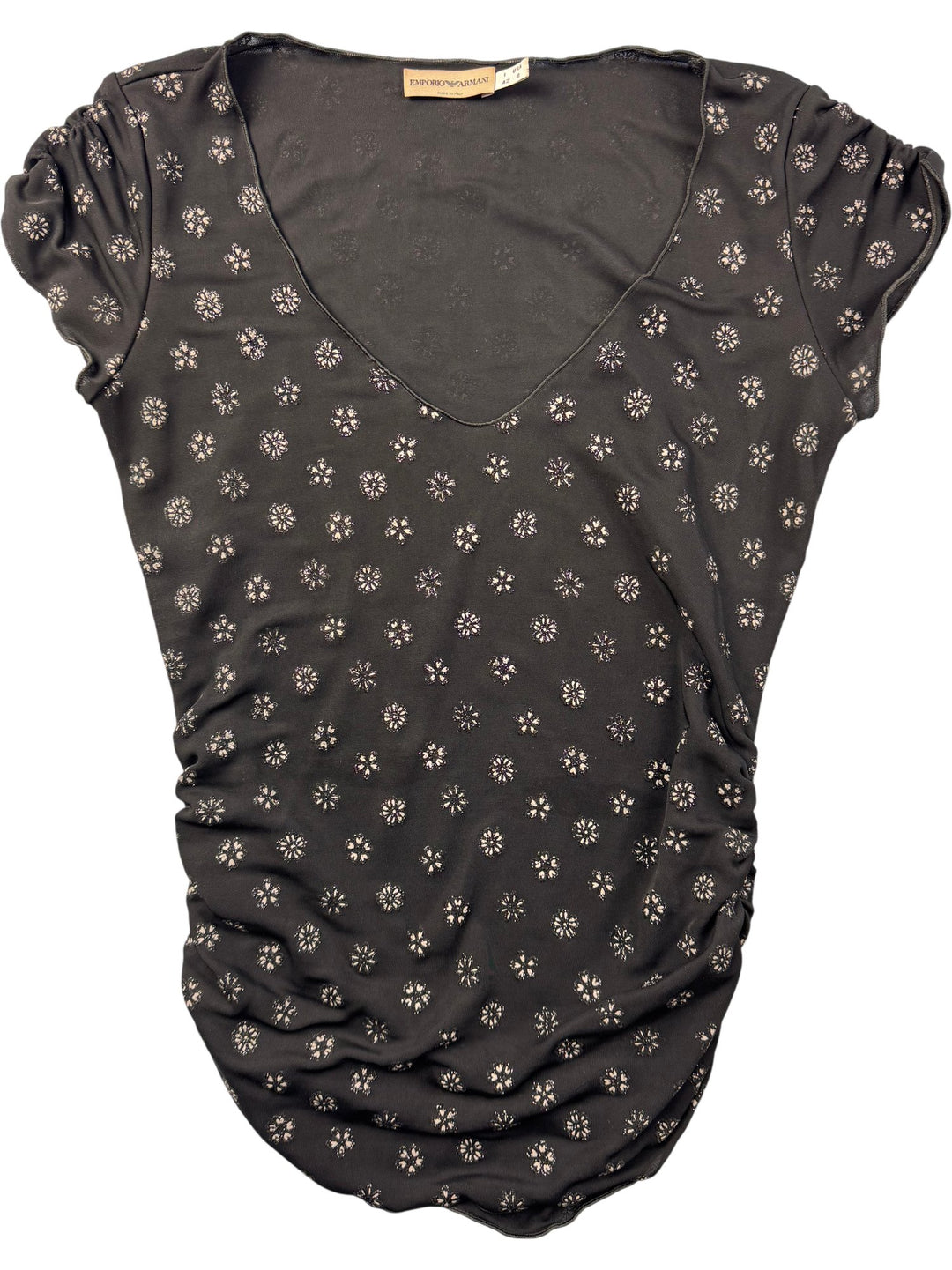 Emporio Armani Short Sleeve Black Printed Blouse - S