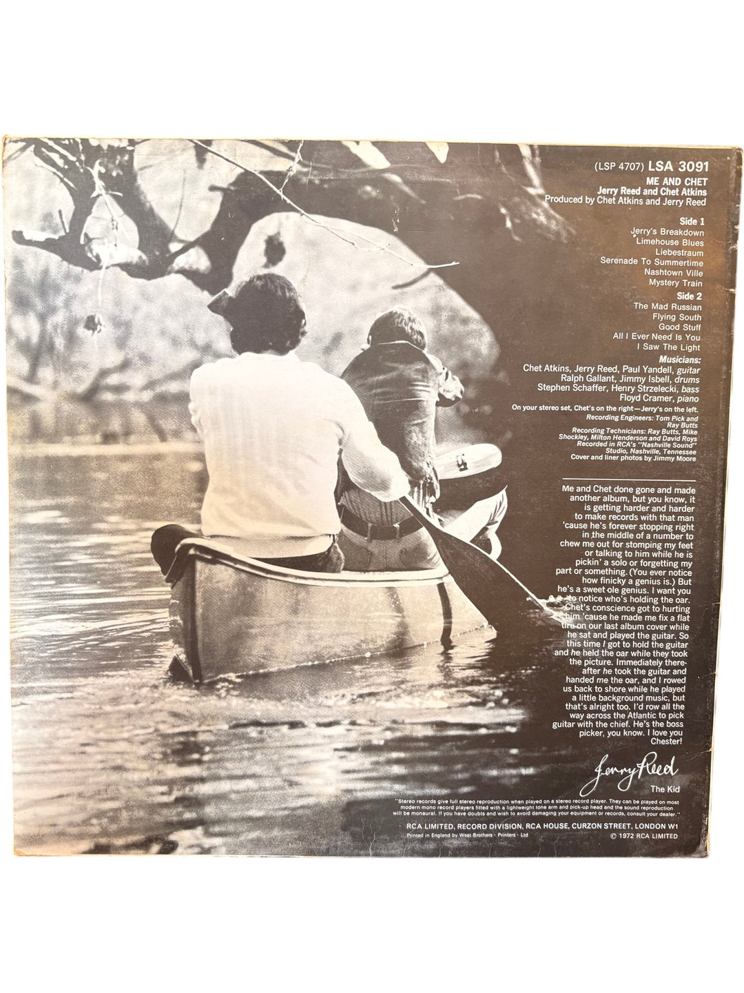 Me And Chet Vinyl by Jerry Reed and Chet Atkins - Fair