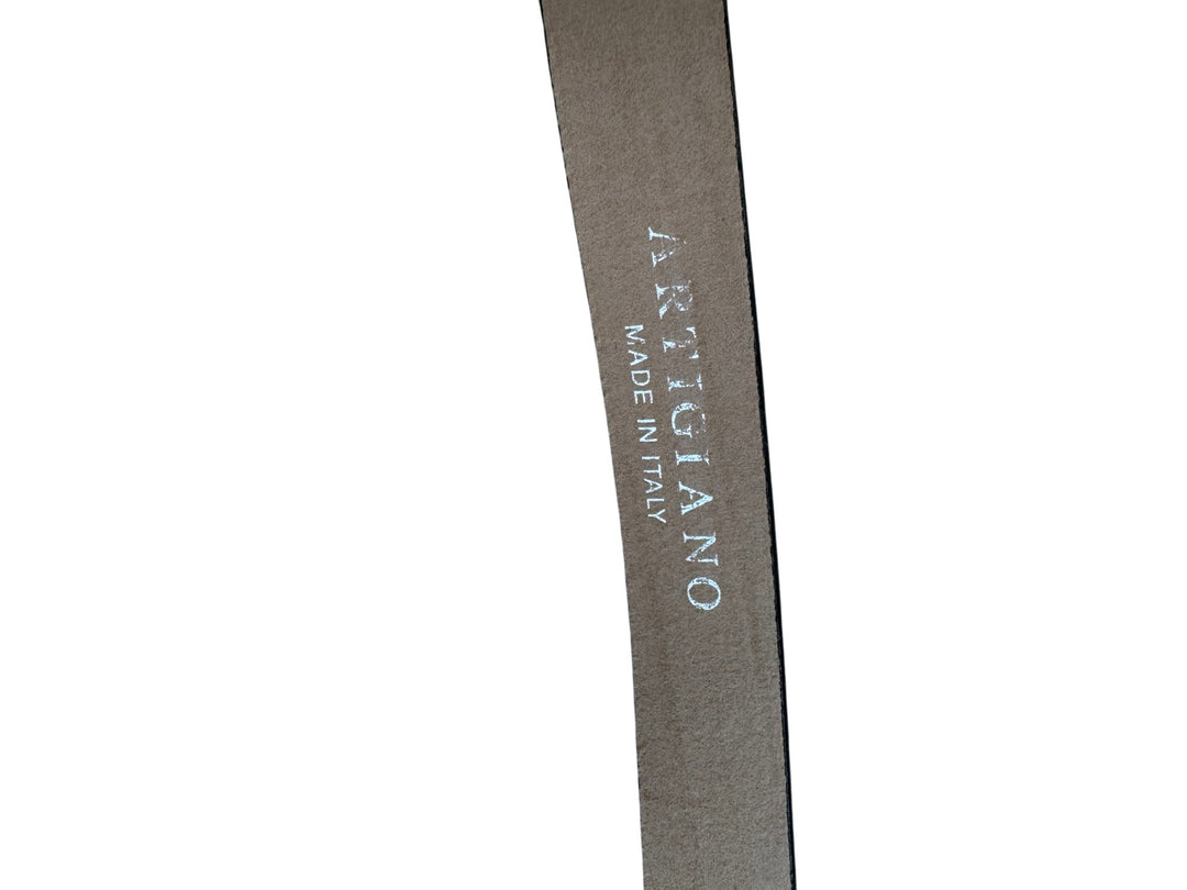 Italian Artigiano Black Leather Belt - W28-33