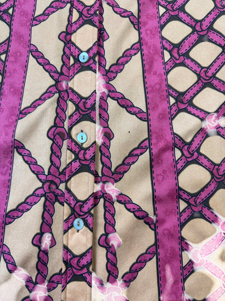 1970s Geometric Button-Up Maxi Dress - L