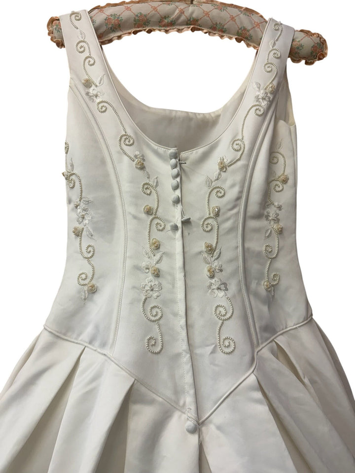 White Embroidered Full-Length Wedding Dress