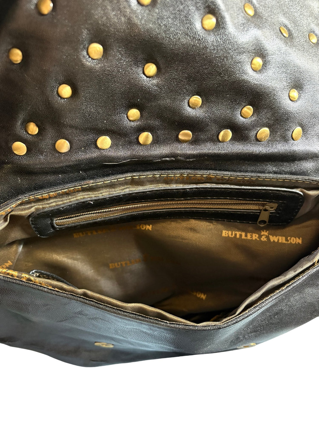 Butler & Wilson Skull Studded Black Clutch Bag