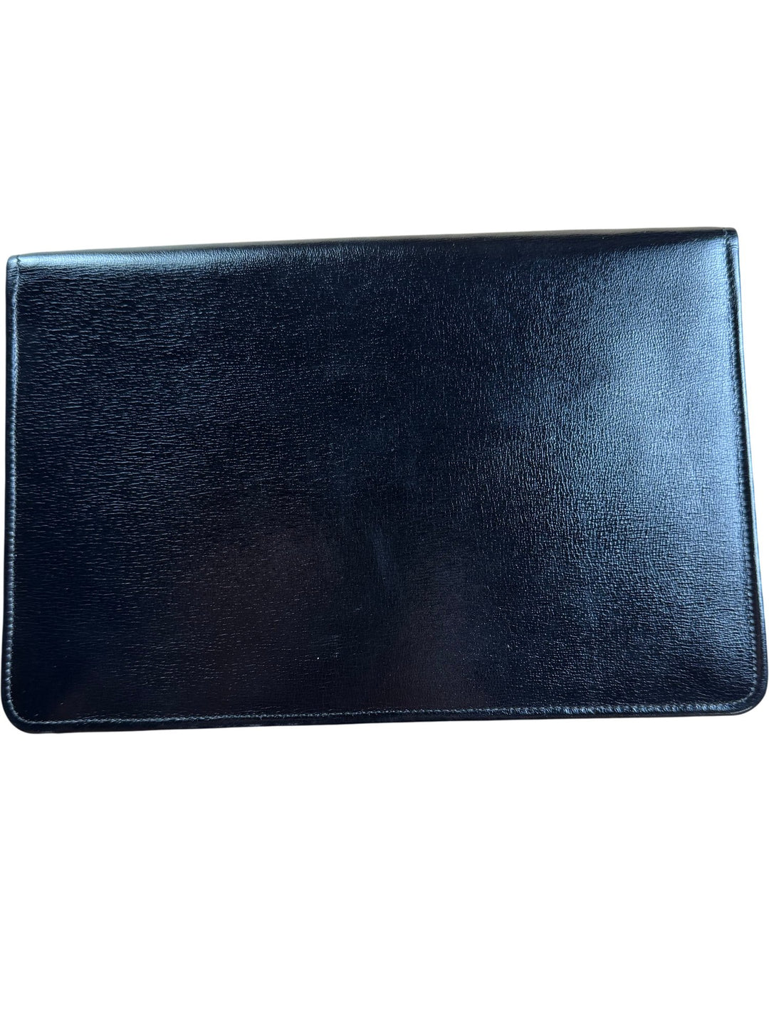 Black Leather Clutch Bag with Woven Design