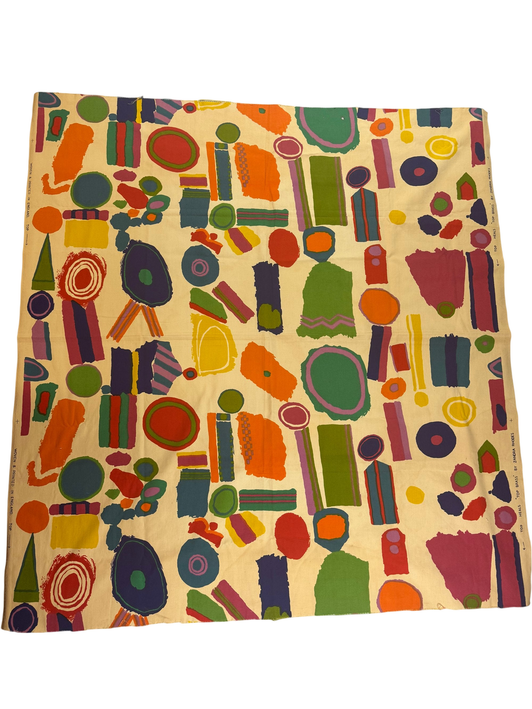 Zandra Rhodes Colorful Abstract Pattern Fabric - Think Vintage