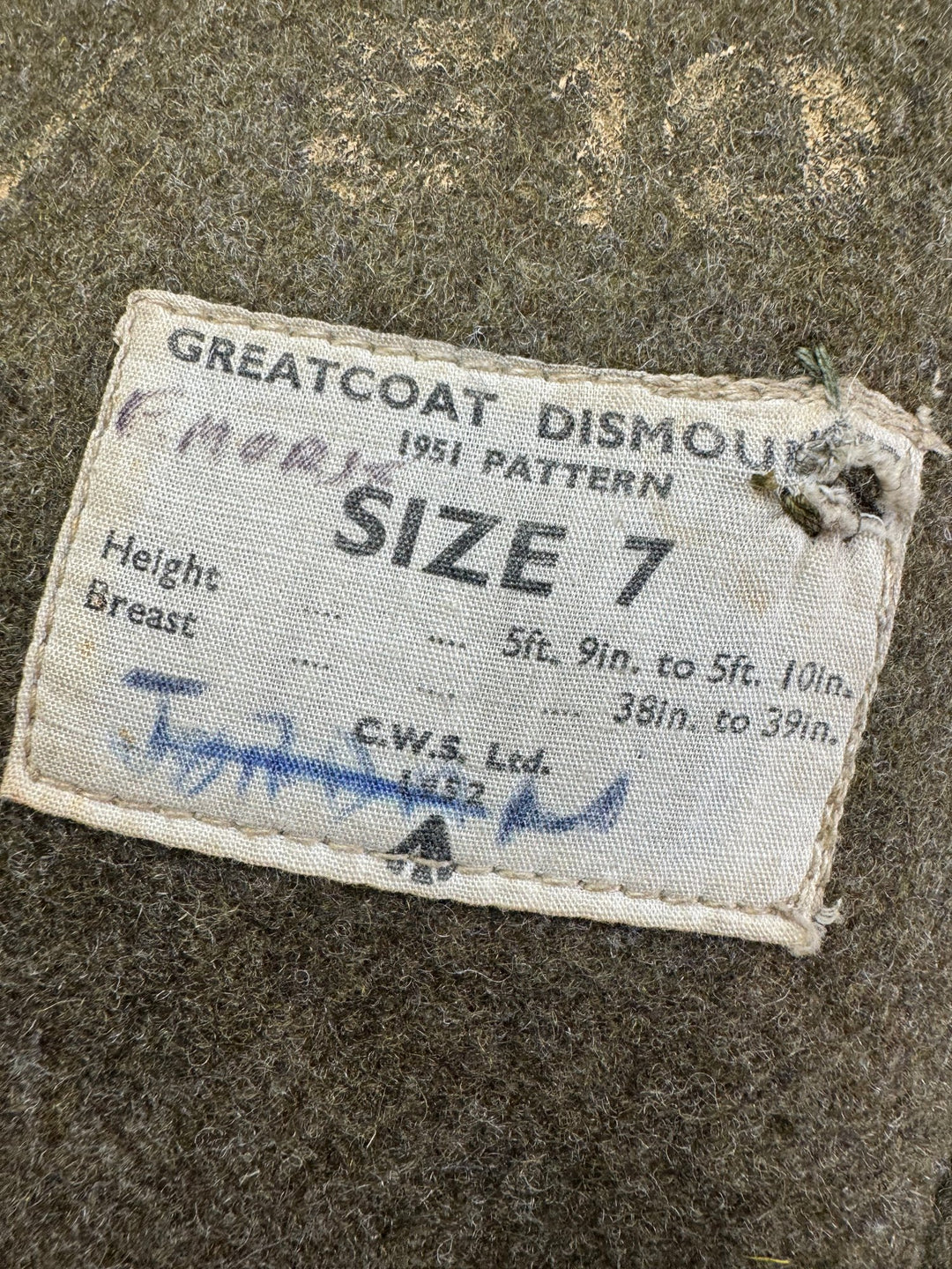 1951 Military Greatcoat Dismounted - M