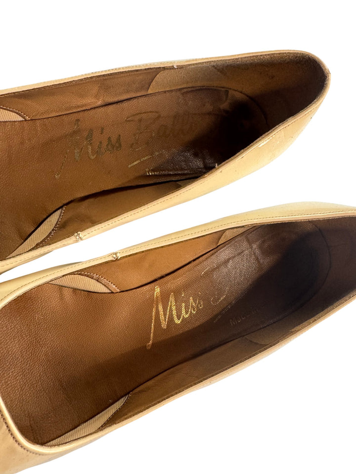 Miss Bally Beige Block Heel Pumps - 6 - Think Vintage