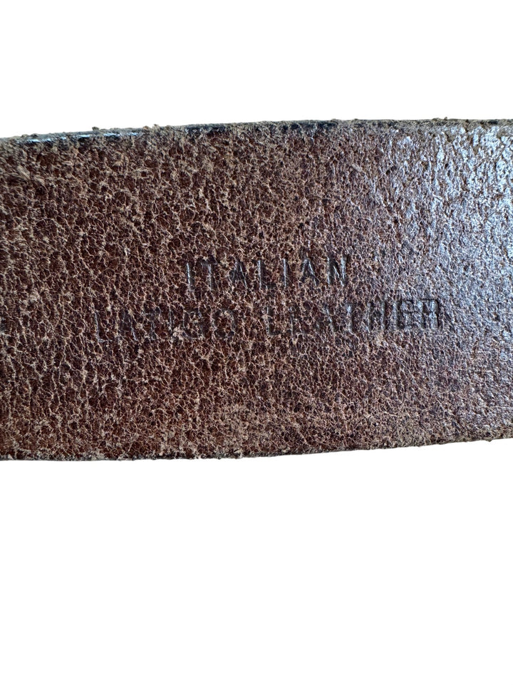 Calvin Klein Brown Leather Belt with Metal Logo Buckle - W24-29