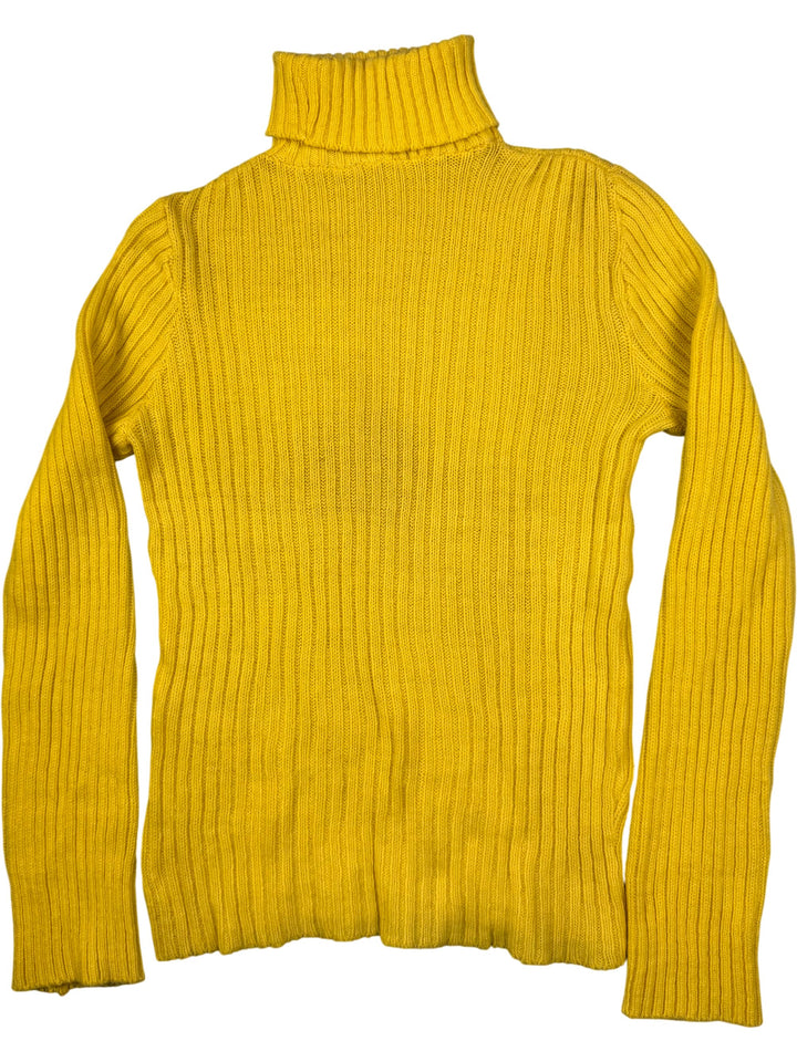 Benjamin Yellow Ribbed Turtleneck Sweater - S - Think Vintage