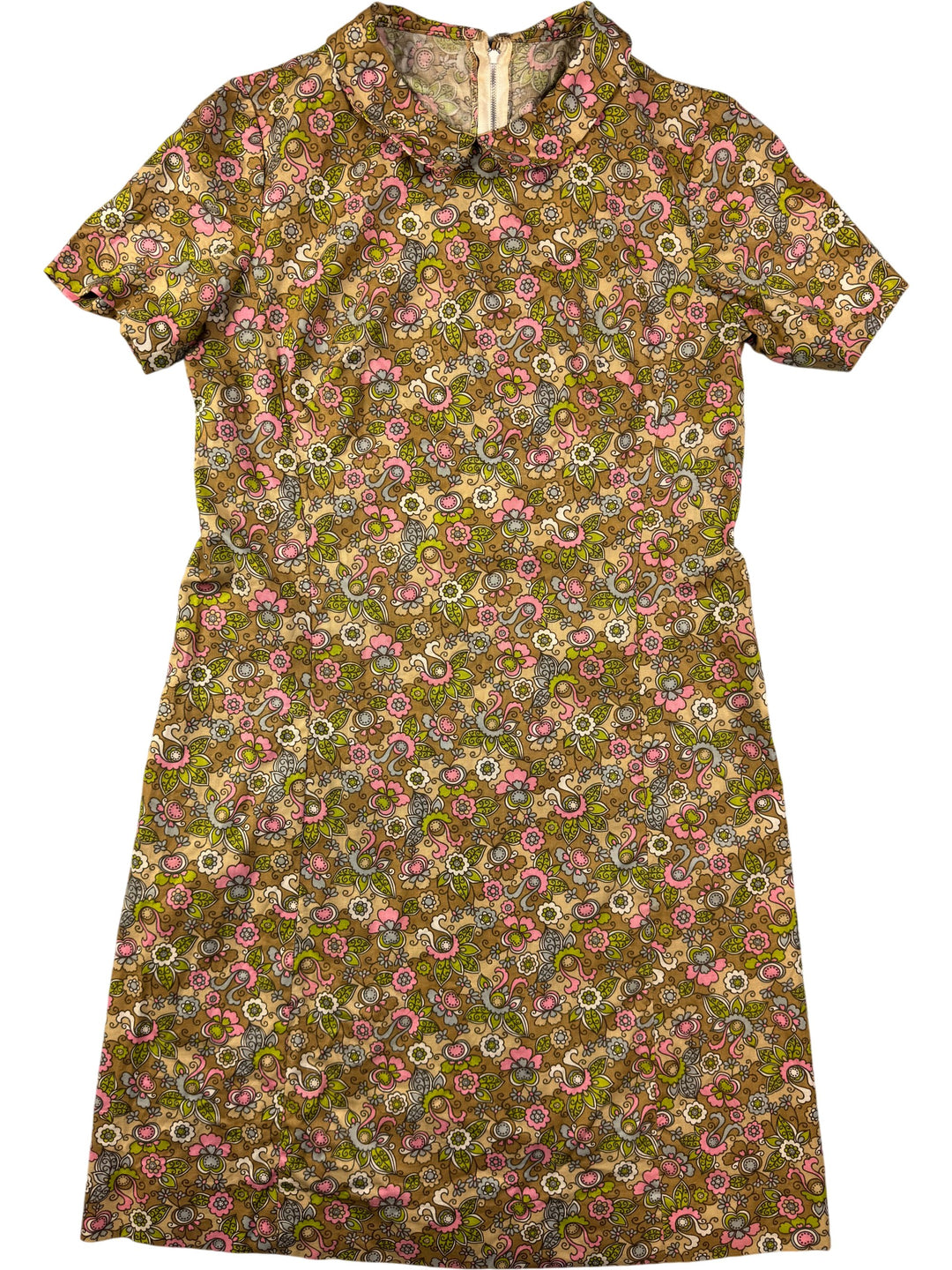 1970s Collin Floral Short Sleeve Dress - M - Think Vintage