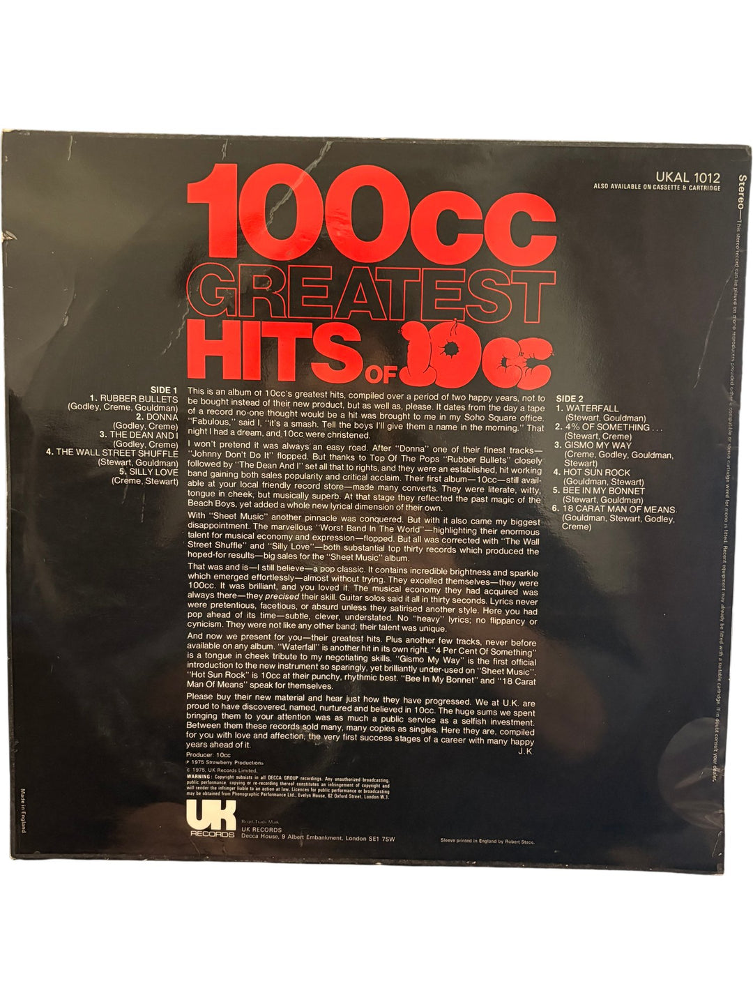 10cc Greatest Hits Vinyl Record - Fair