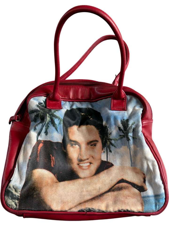 Retro Red Tote Bag With Elvis Print