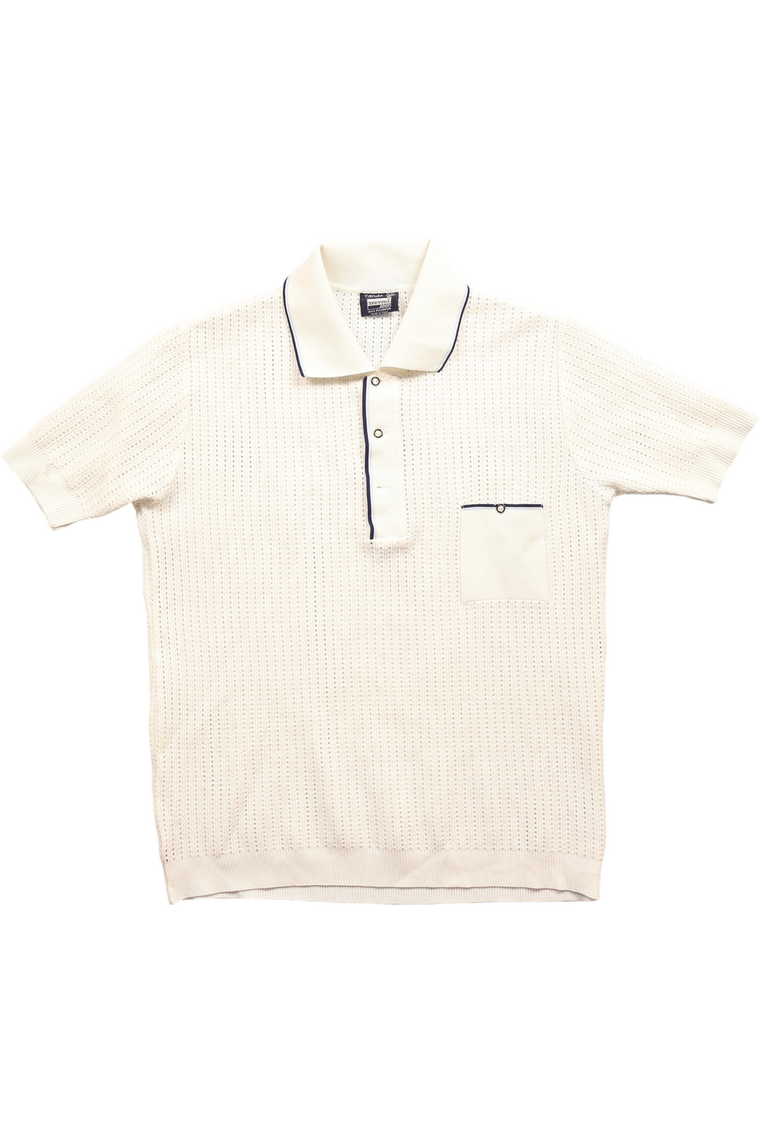 1960s Open Knit Polo Shirt with Pocket - Think Vintage