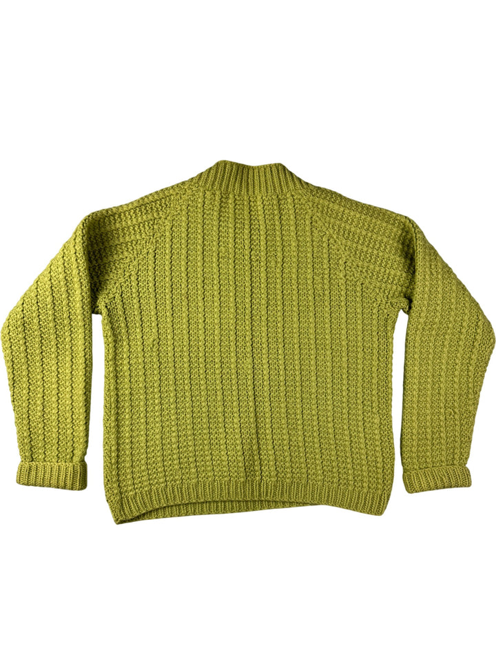 Green Textured Knit Sweater - L