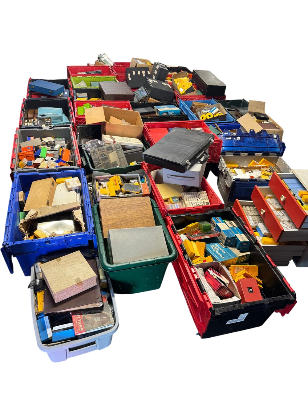 30+ Packing boxes of an unchecked collection of Photographic Slides & Cine Films - Think Vintage
