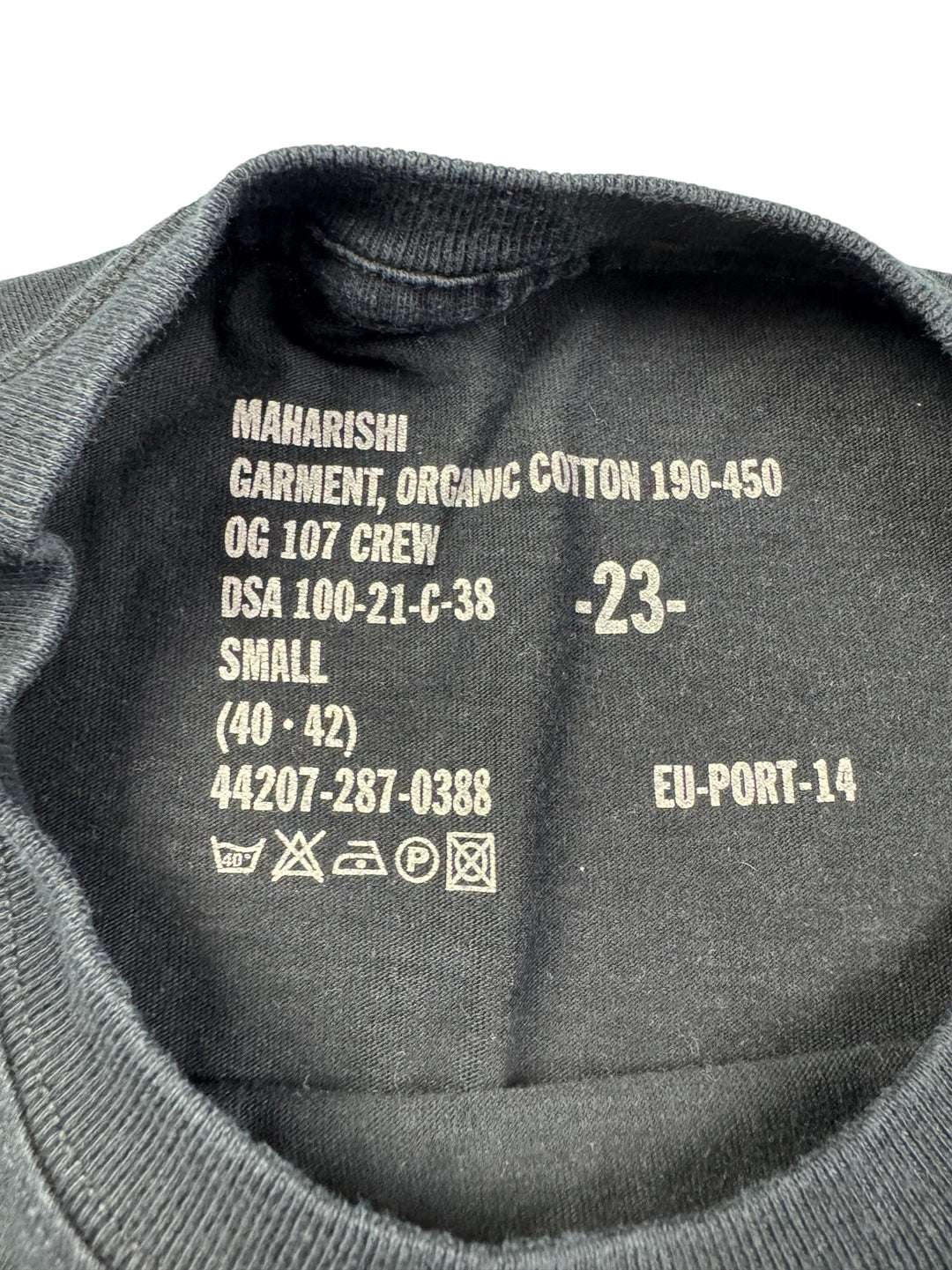 Maharishi Black Organic Cotton Crew T-Shirt - M