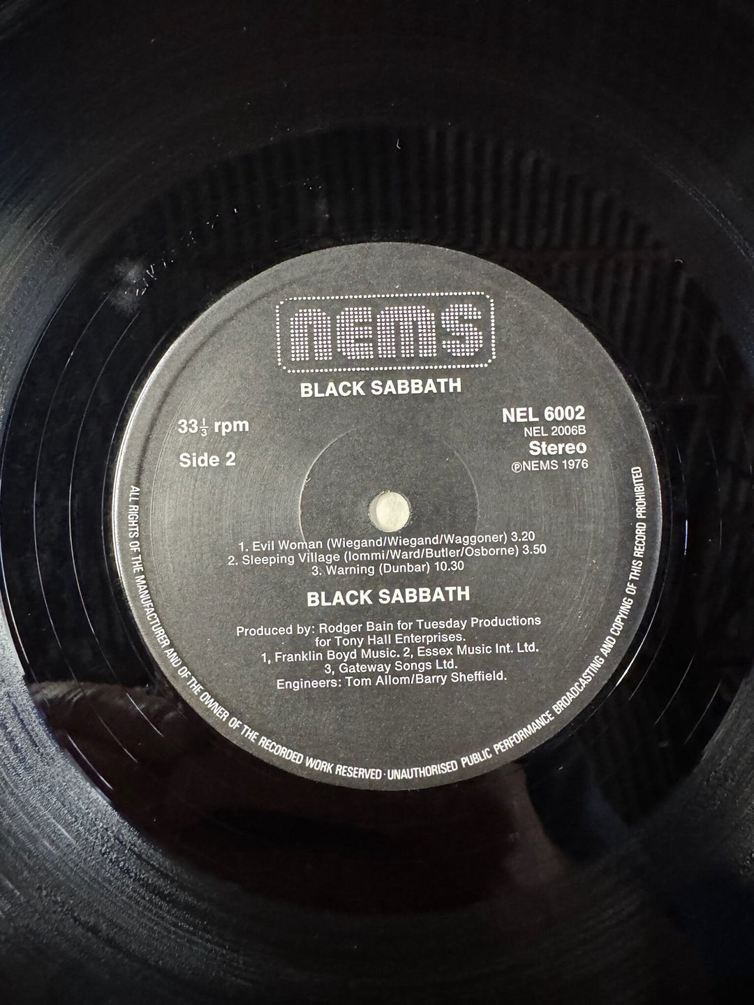 Black Sabbath Self-Titled Album Vinyl - Very Good