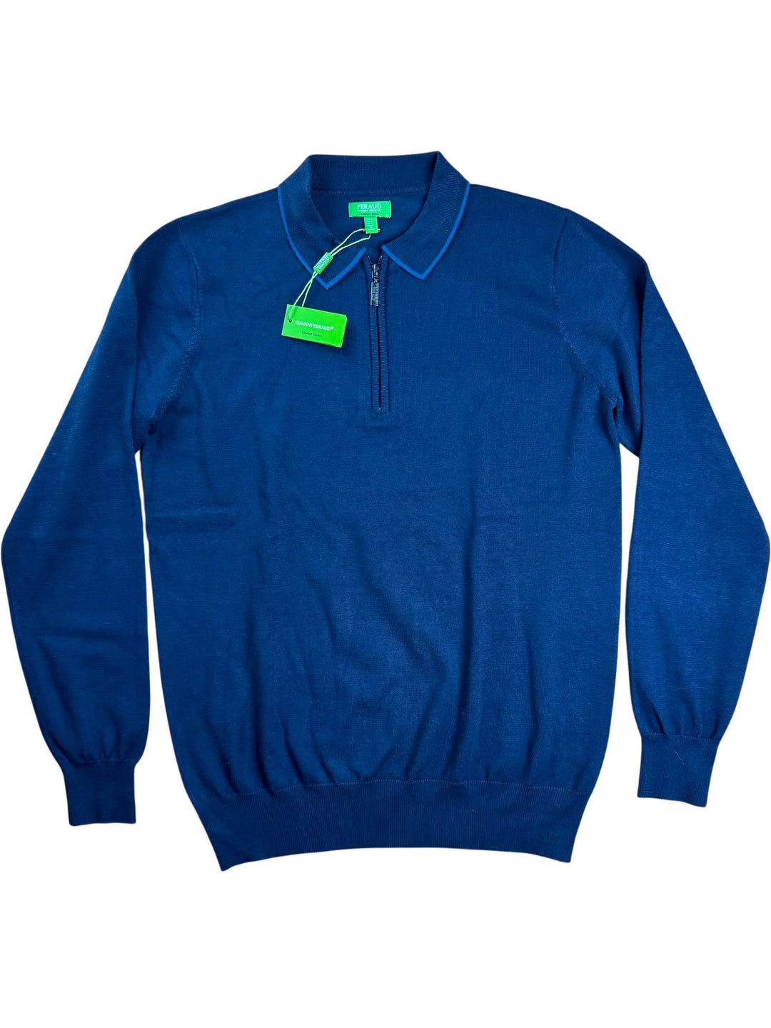 Gianni Feraud Navy Zip Collar Sweater - M