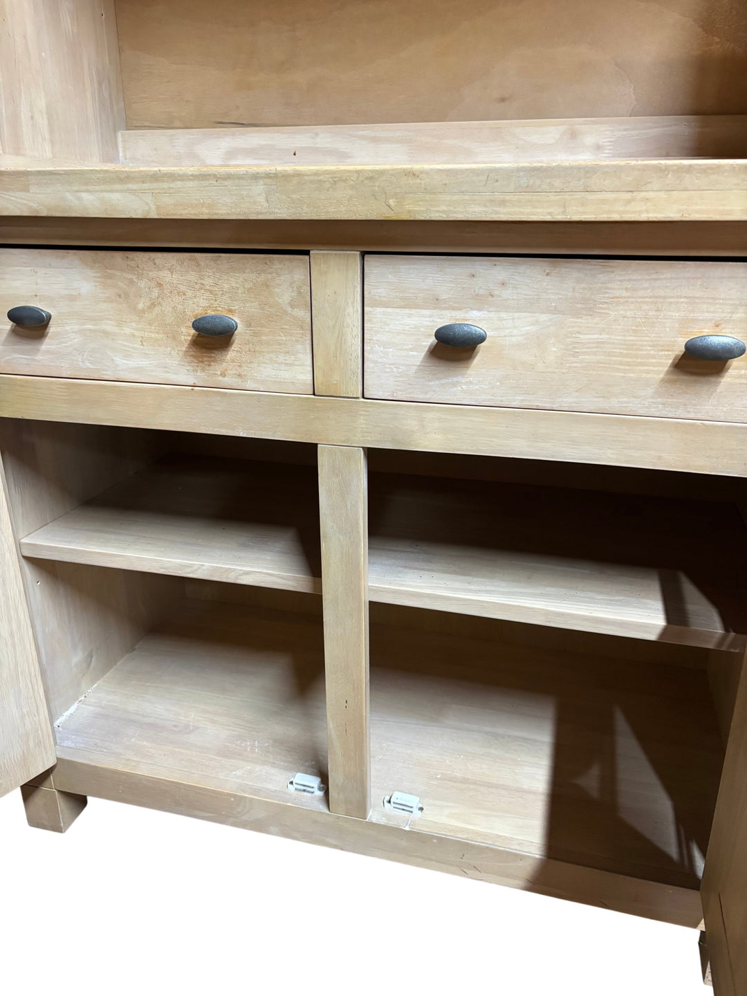 Wooden Kitchen Hutch With Glass Doors - Think Vintage