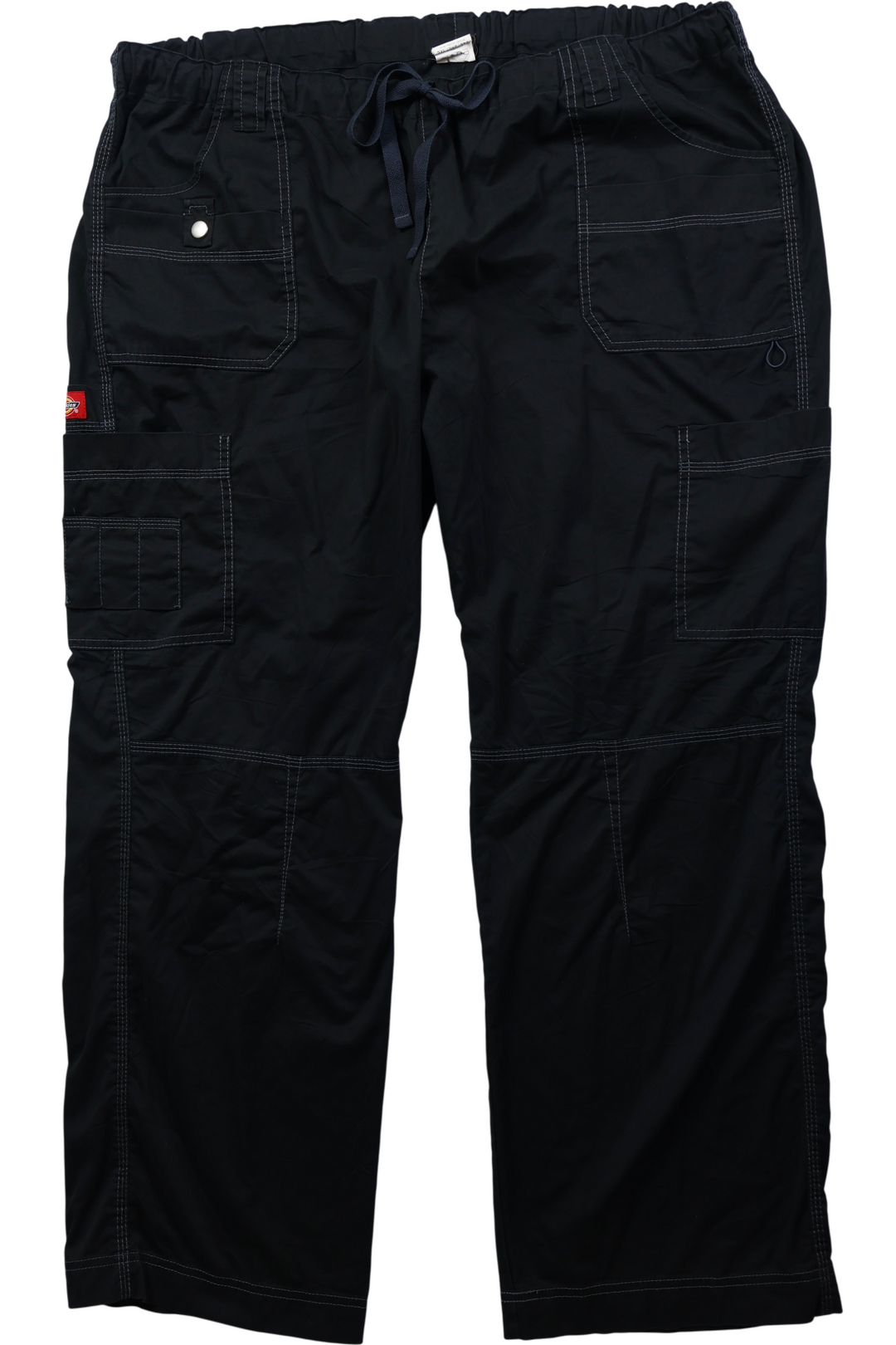 Dickies Black Elasticated Cargo Trousers - Think Vintage