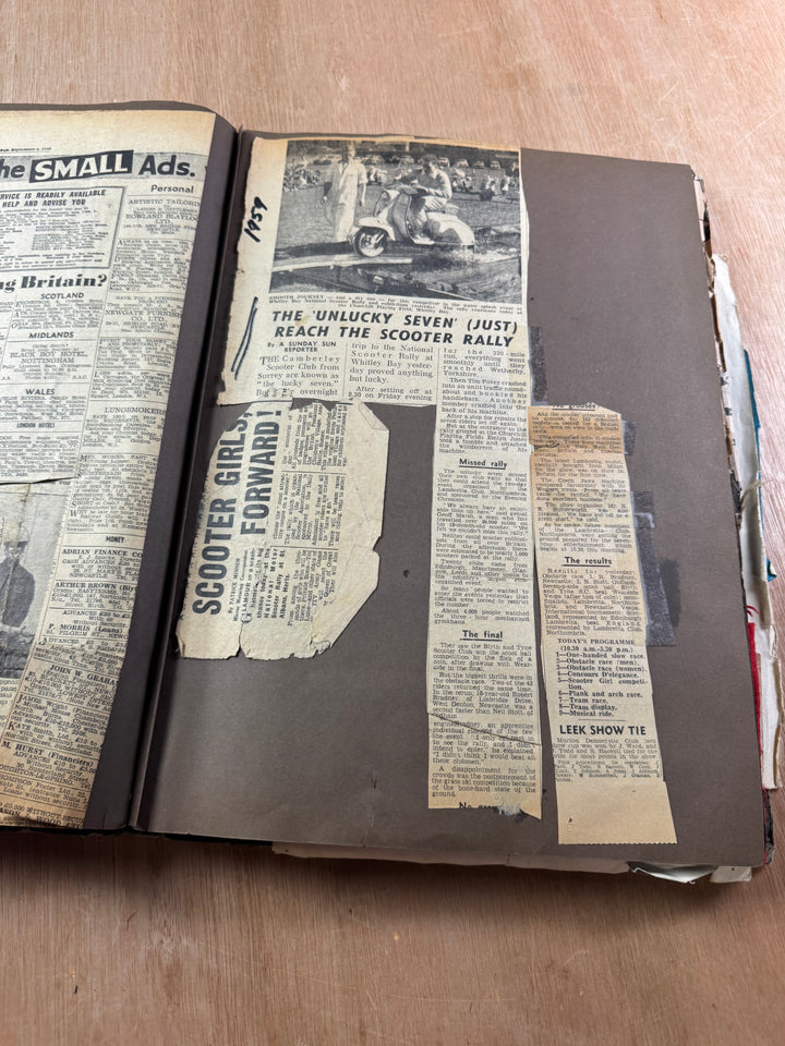 Vintage Scooter Archive Scrapbook – Original Photos, Newspaper Cuttings, Posters & Ephemera