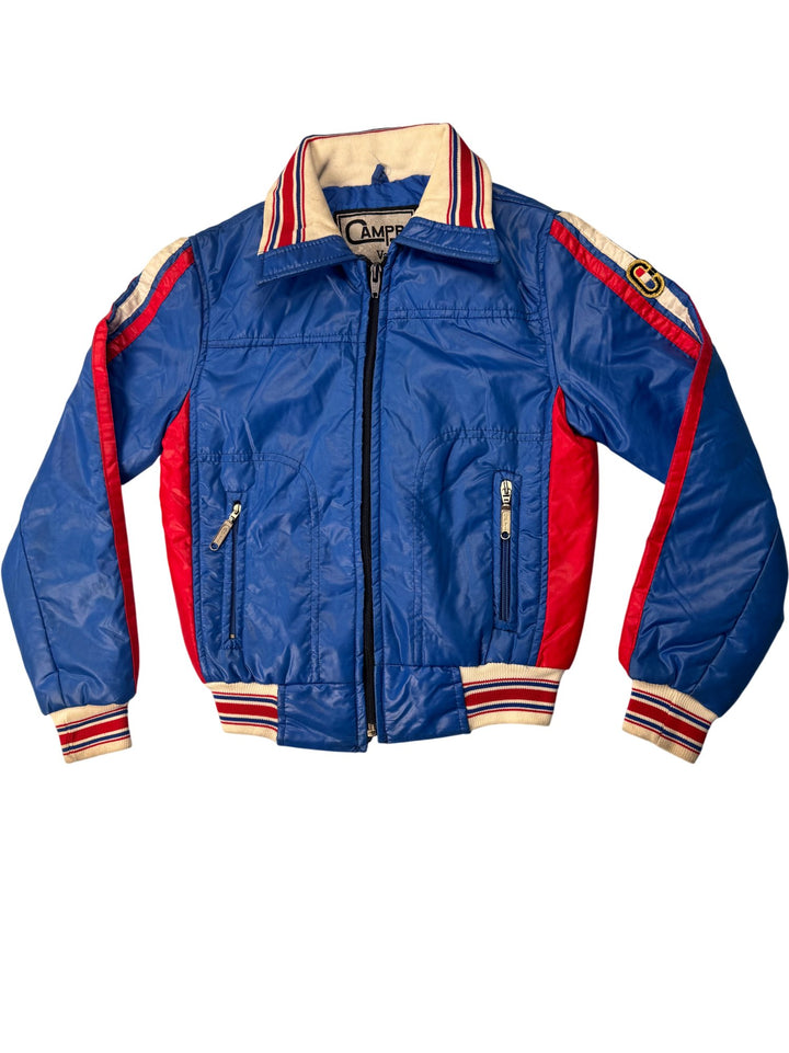 1970s Campri Valenti Blue and Red Bomber Jacket - Age 8/9