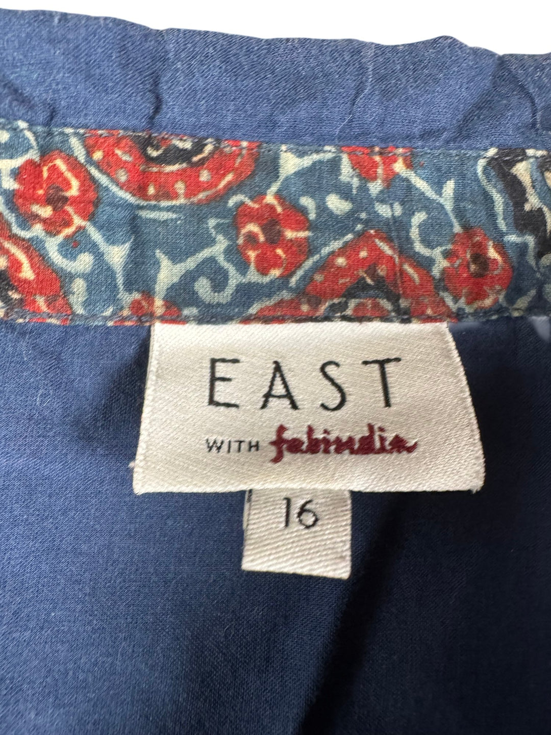 East Blue Patterned Long Sleeve Dress - L