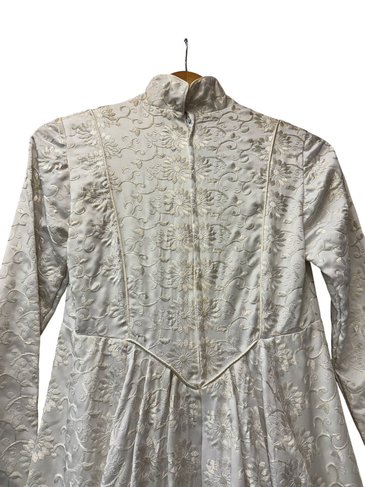 1960s Ivory Floral Embroidered Wedding Dress