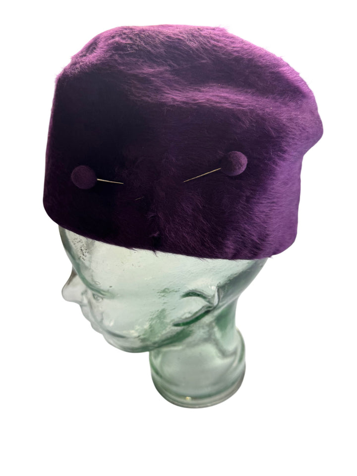 Purple Fur Beret Hat