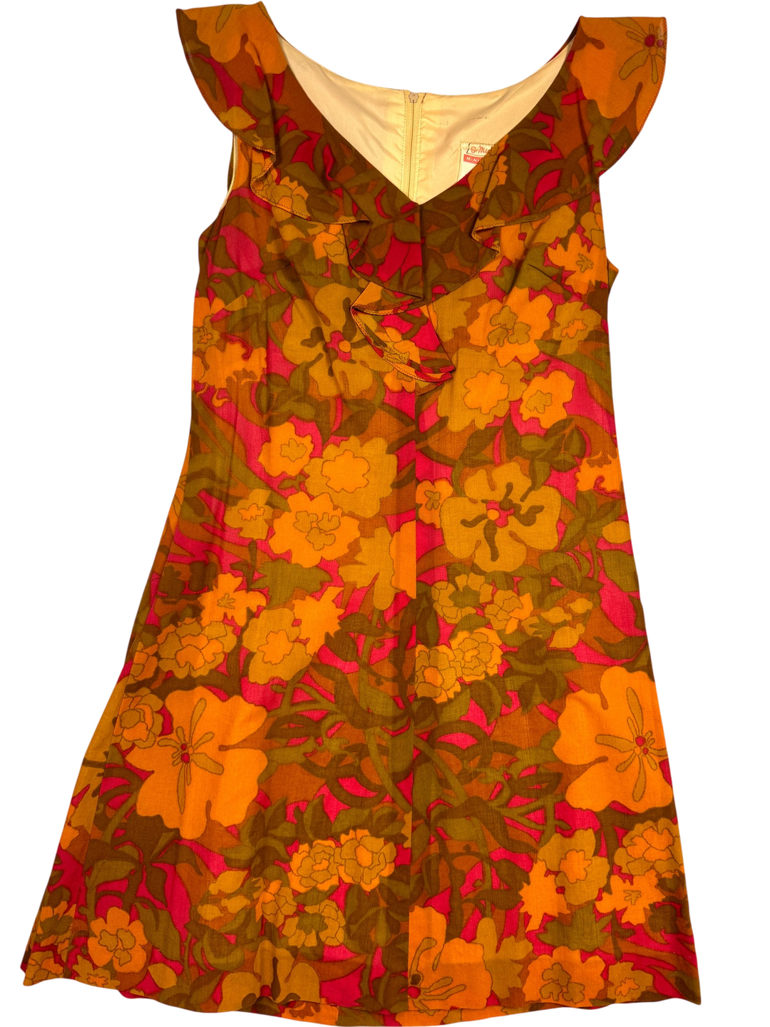 1960s Floral Cotton Mini Dress - Think Vintage