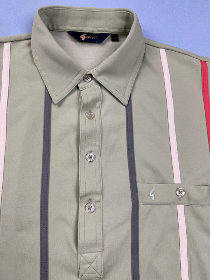 Gabicci Striped Short Sleeved Polo Shirt - L - Think Vintage