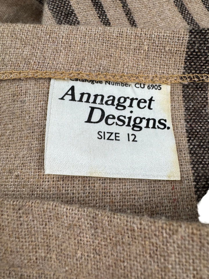 Annagret Designs Beige Striped dress - M - Think Vintage