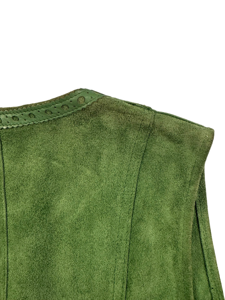 1960s Green Suede Buttoned Waistcoat - S