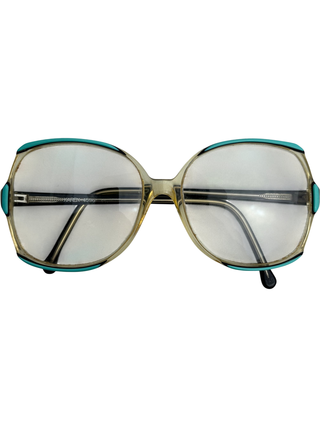 1980s Gold Teal Oversized Eyeglasses - Think Vintage