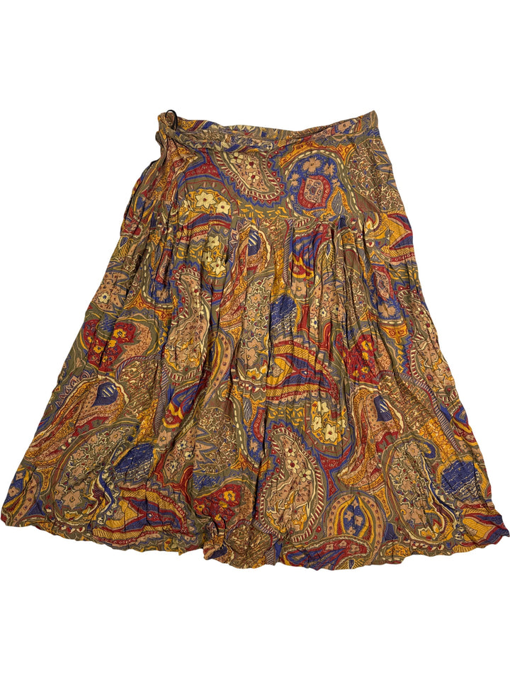 Paisley Patterned Flared Skirt - L - Think Vintage