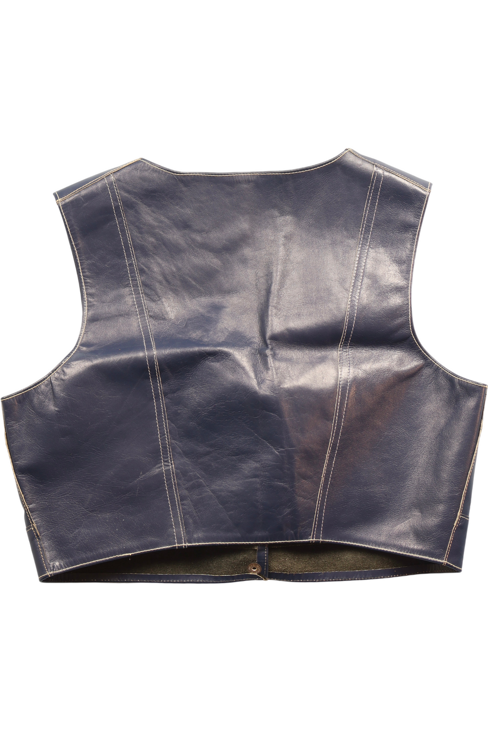 1960s Navy Leather Waistcoat - Think Vintage
