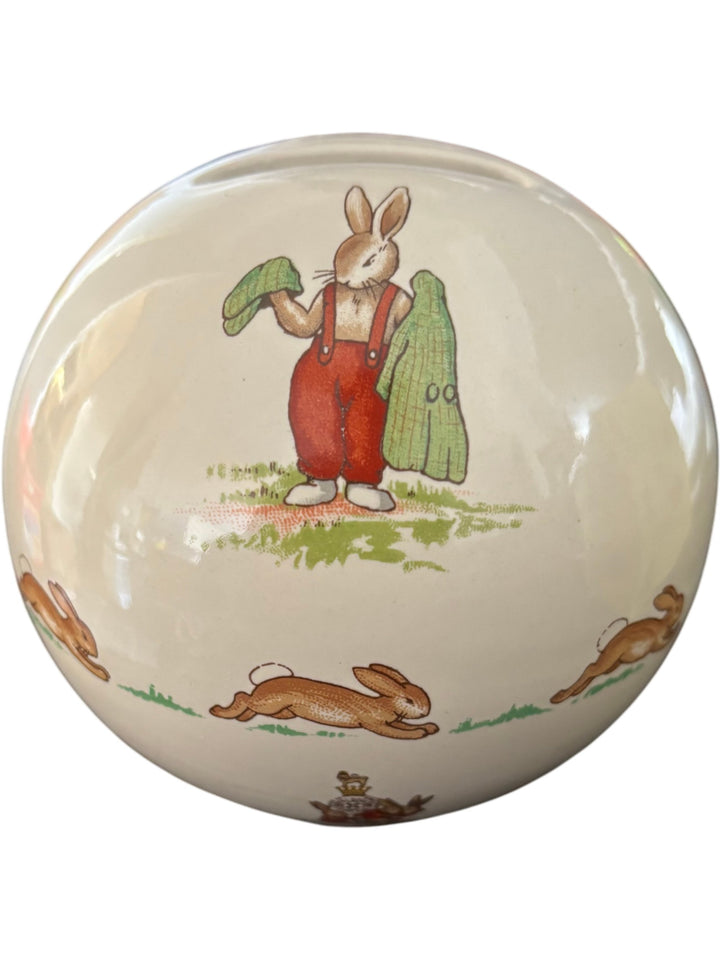Vintage Royal Doulton Bunnykins Money Ball Box Collectible Ceramic Money Box - Think Vintage