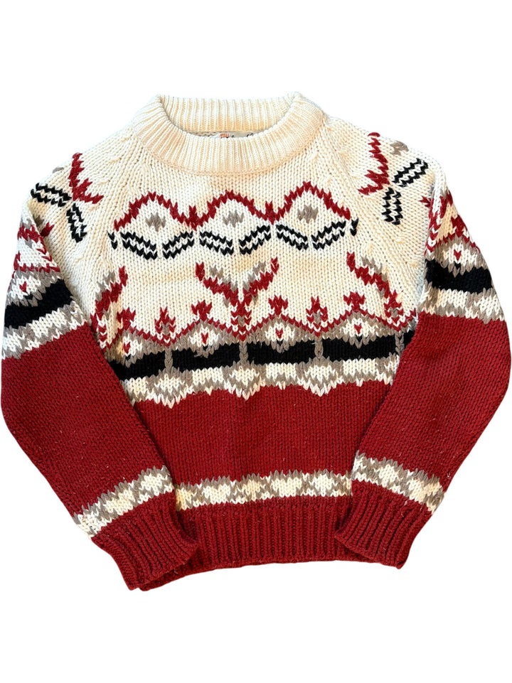 1970s Sigallo Acrylic Patterned Knit Sweater - Age 11/12
