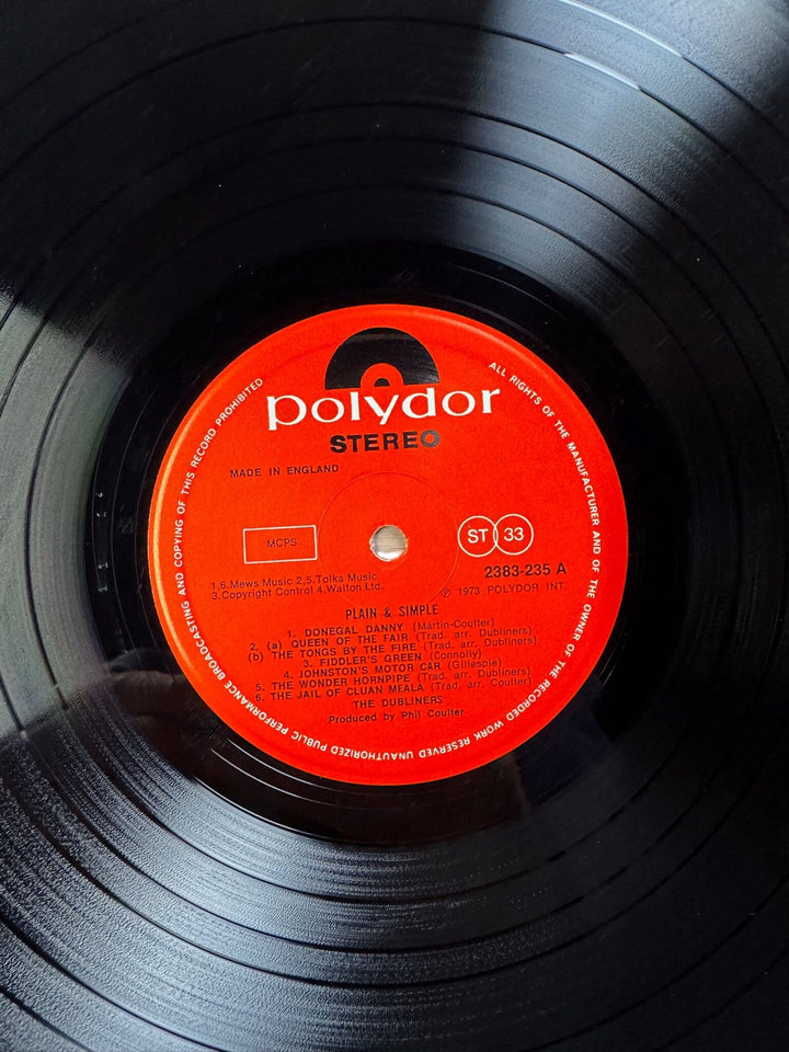 The Dubliners Plain & Simple Vinyl Record - Very Good