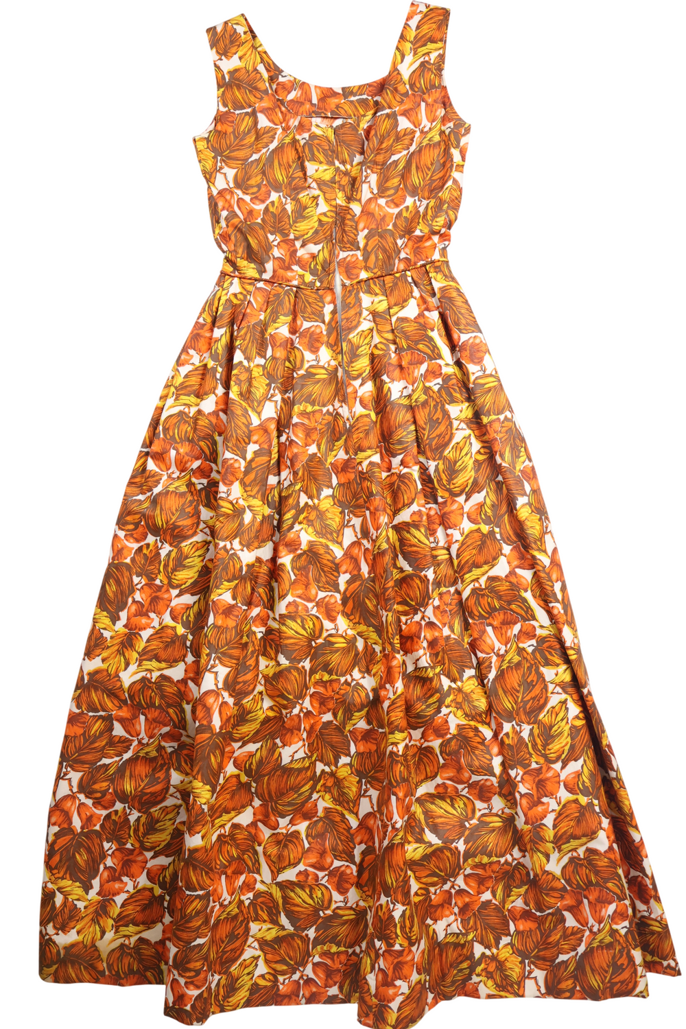 1950s Sleeveless Floral Pattern Long Dress - Think Vintage