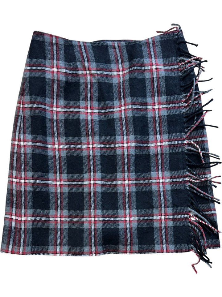 Plaid Fringe Mini Skirt