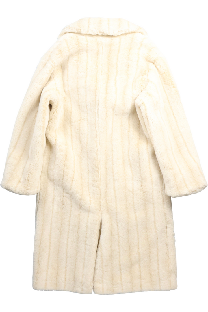 Cream Faux Fur Coat - S - Think Vintage