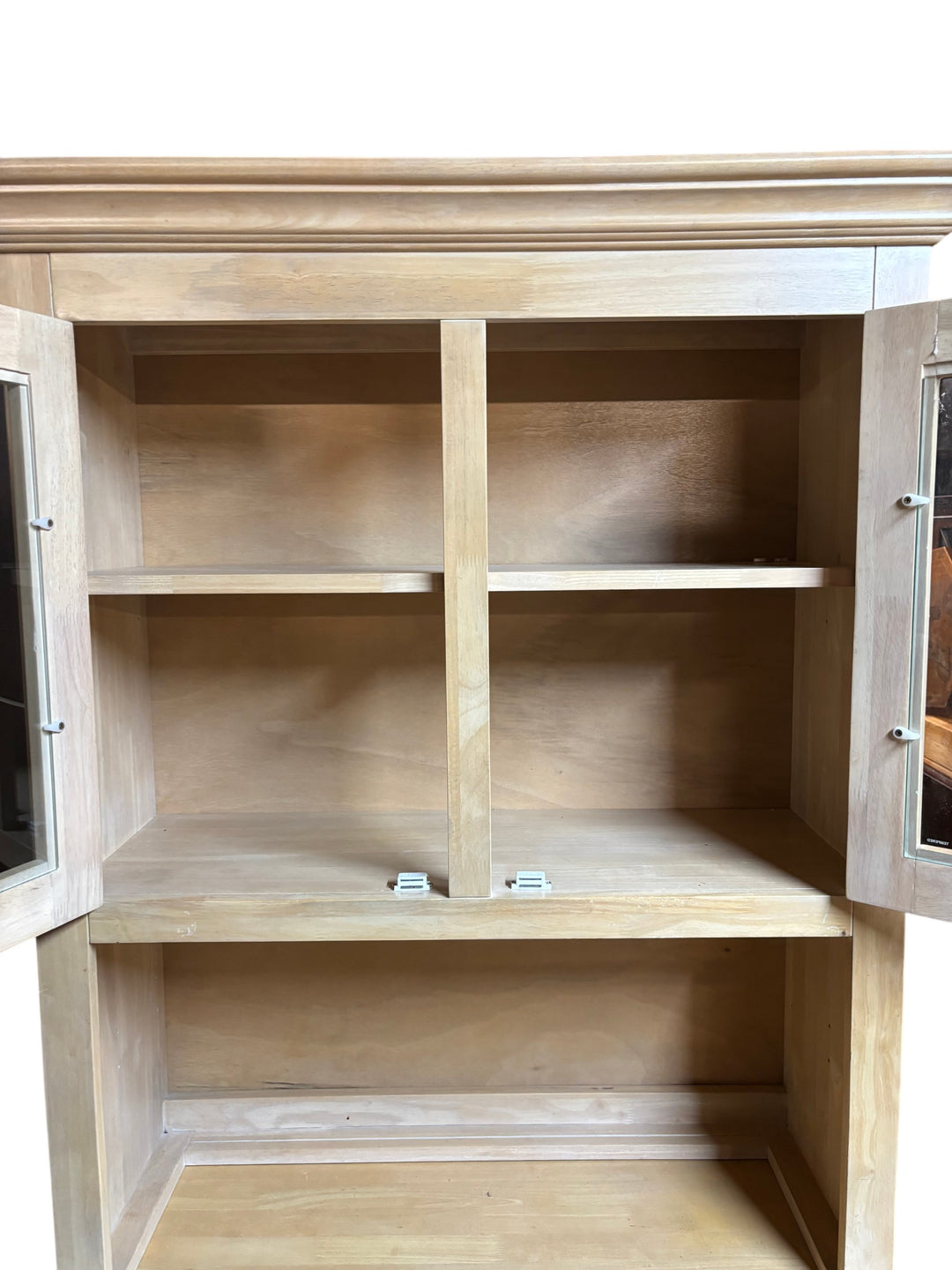 Wooden Kitchen Hutch With Glass Doors - Think Vintage