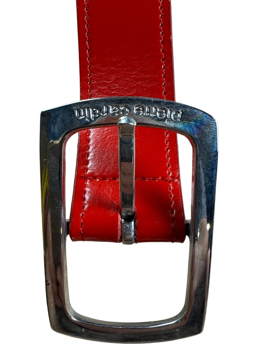 Pierre Cardin Red Leather Belt With Silver Buckle - W29-32