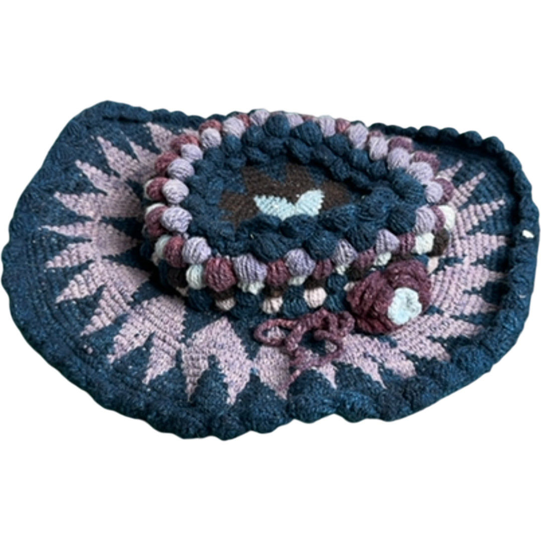 Handmade Geometric Knit String Hat - Think Vintage