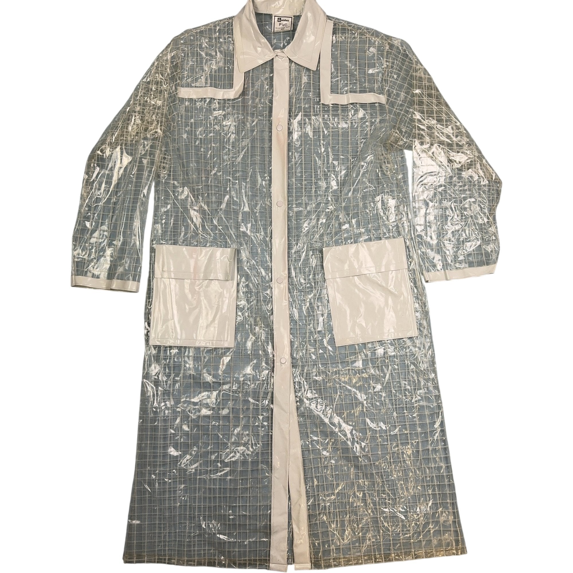 Winfield PVC Transparent Grid Raincoat - S - Think Vintage