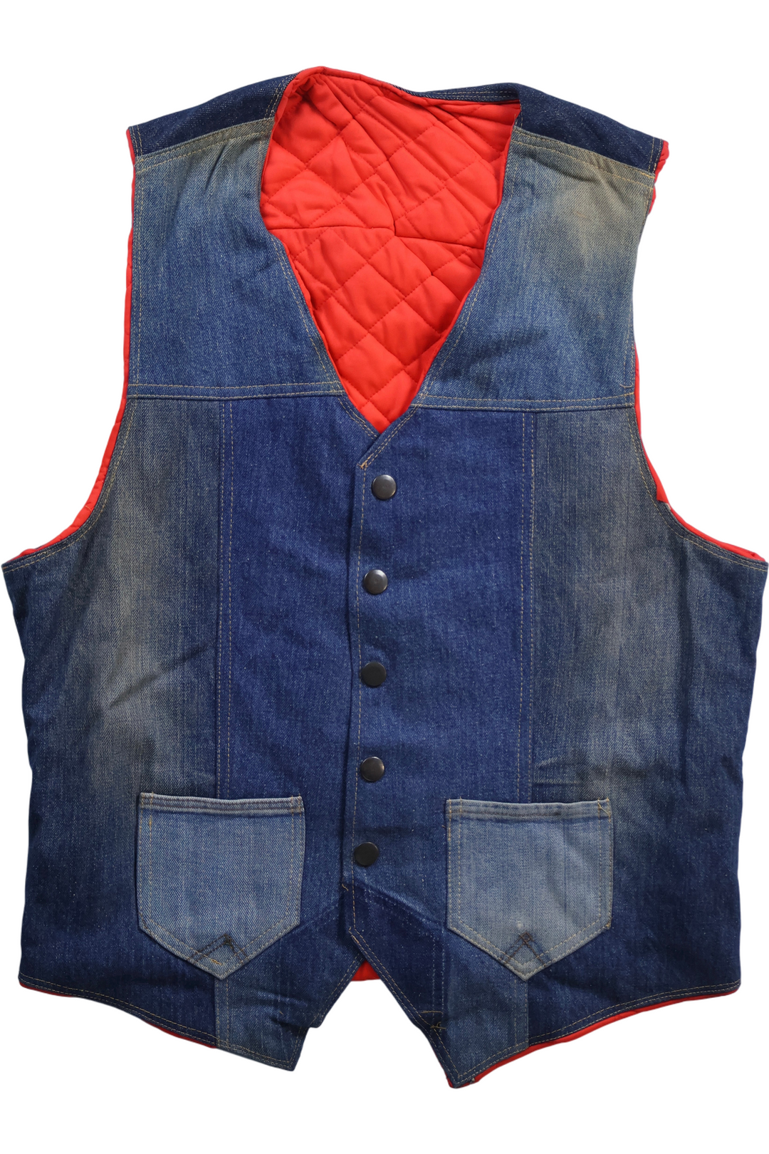 1970s Denim Patchwork Waistcoat - Think Vintage