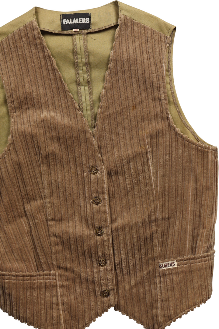 Falmers Brown Corduroy Waistcoat - S - Think Vintage